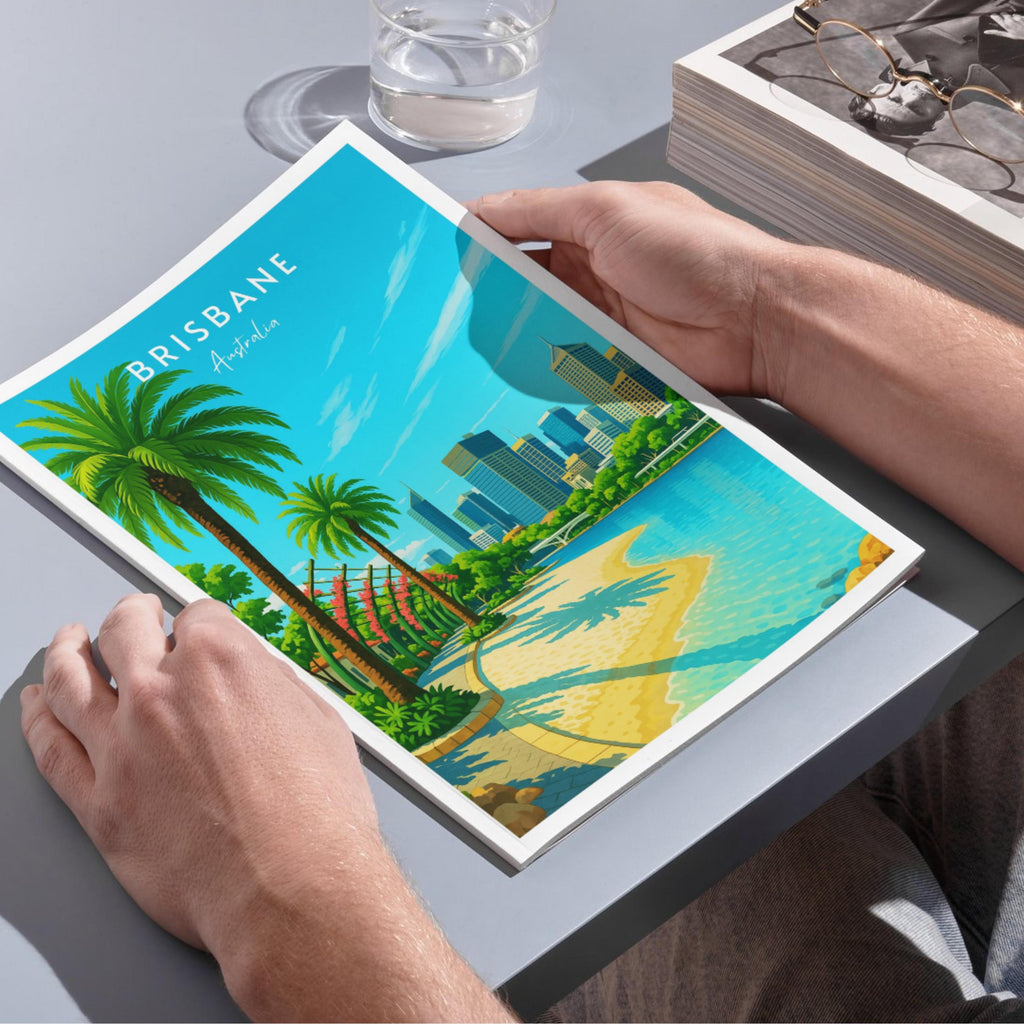 Affiche voyage - Brisbane, Australie, Océanie, South Bank Parklands - art moderne, impression, poster