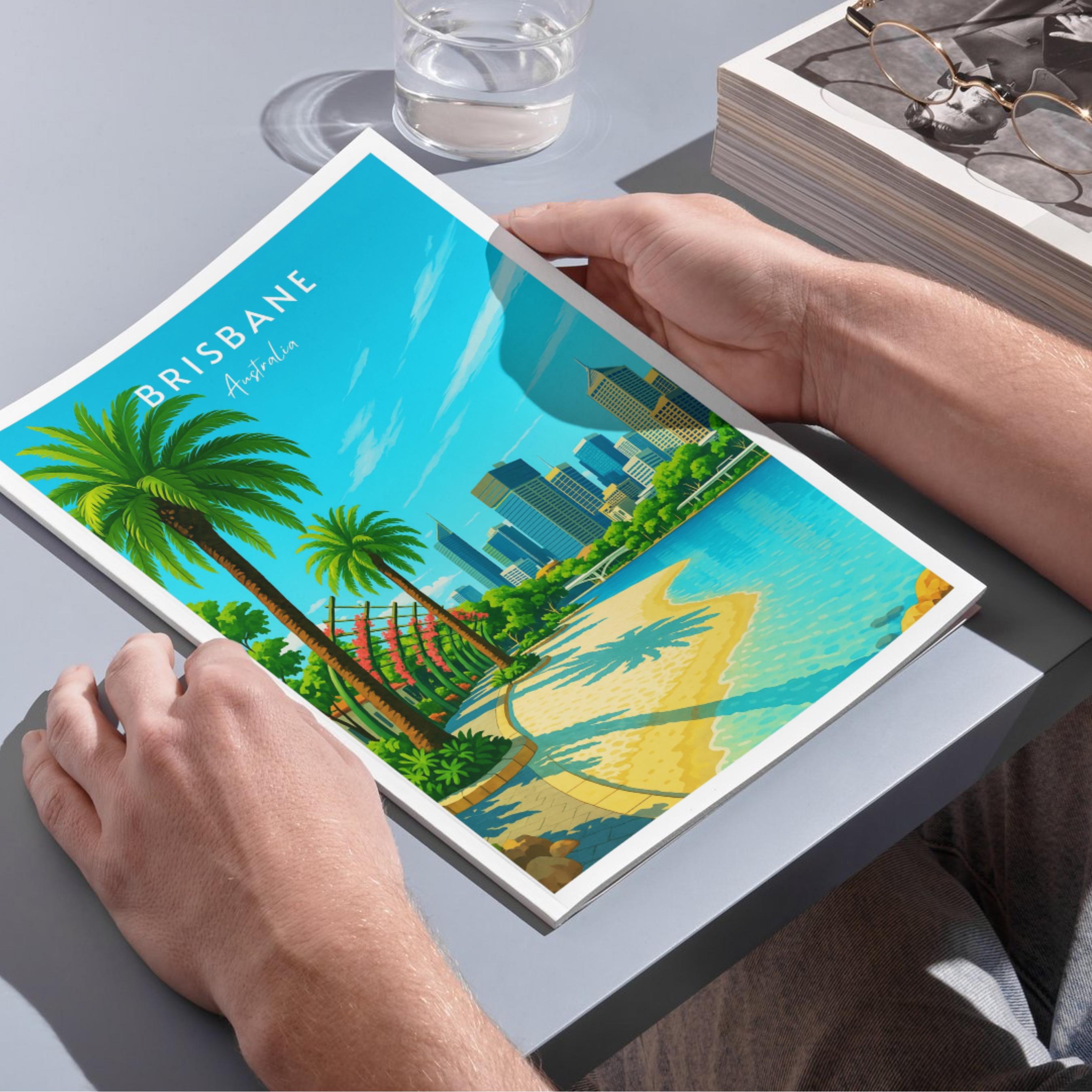 Affiche voyage - Brisbane, Australie, Océanie, South Bank Parklands - art moderne, impression, poster