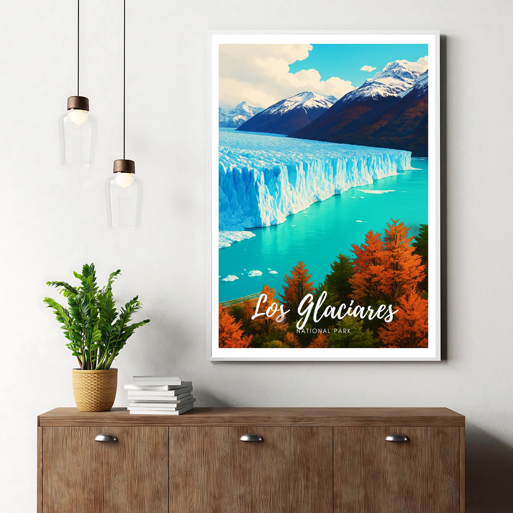 Affiche voyage -  Los Glaciares, Parc National, Argentine, Glacier - art moderne, impression, poster