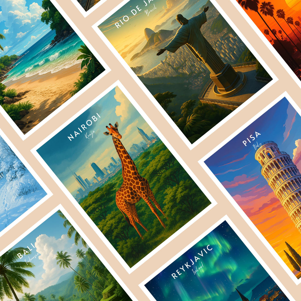 Affiche voyage - Nairobi, Kenya, Afrique, Girafe - art moderne, impression, poster