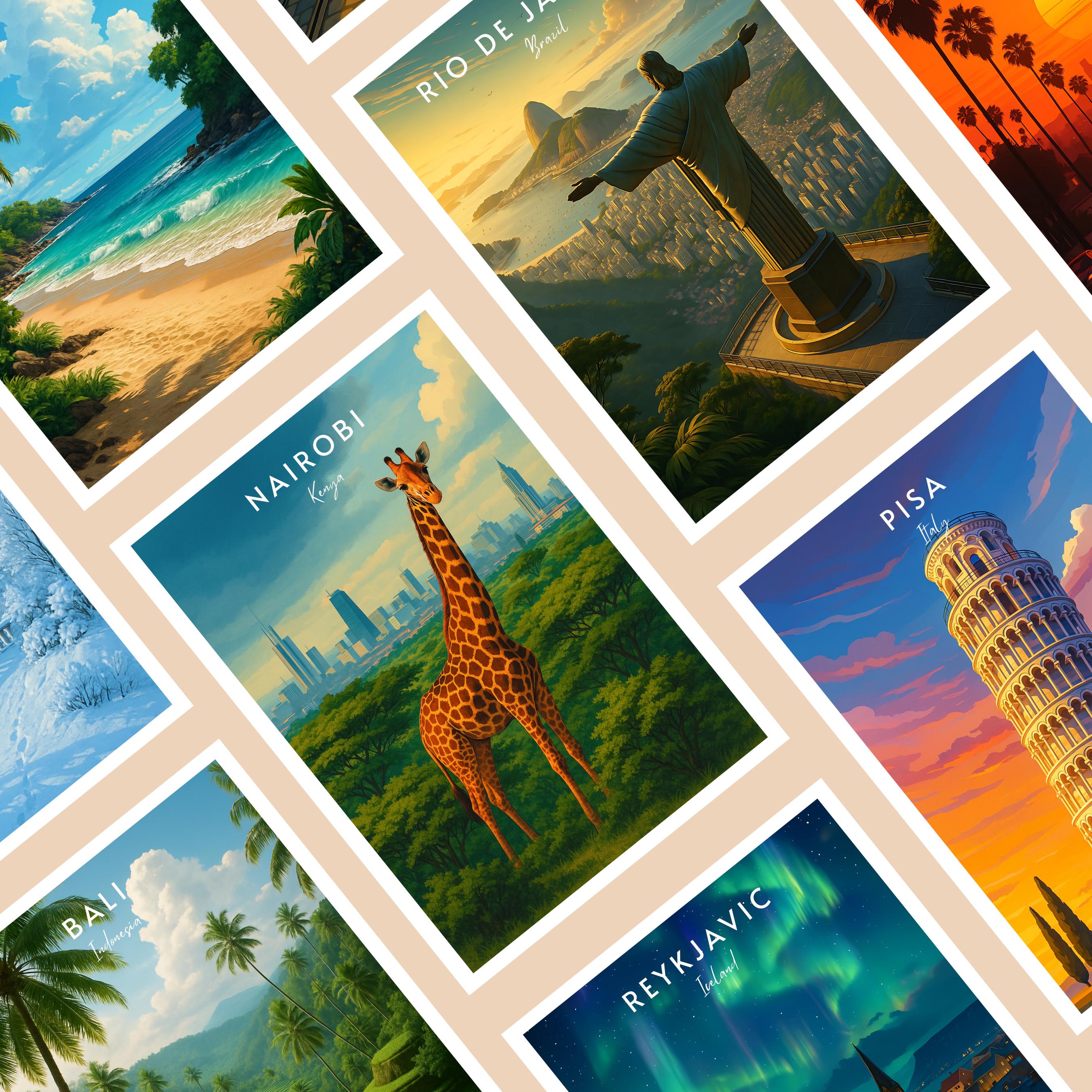 Affiche voyage - Nairobi, Kenya, Afrique, Girafe - art moderne, impression, poster