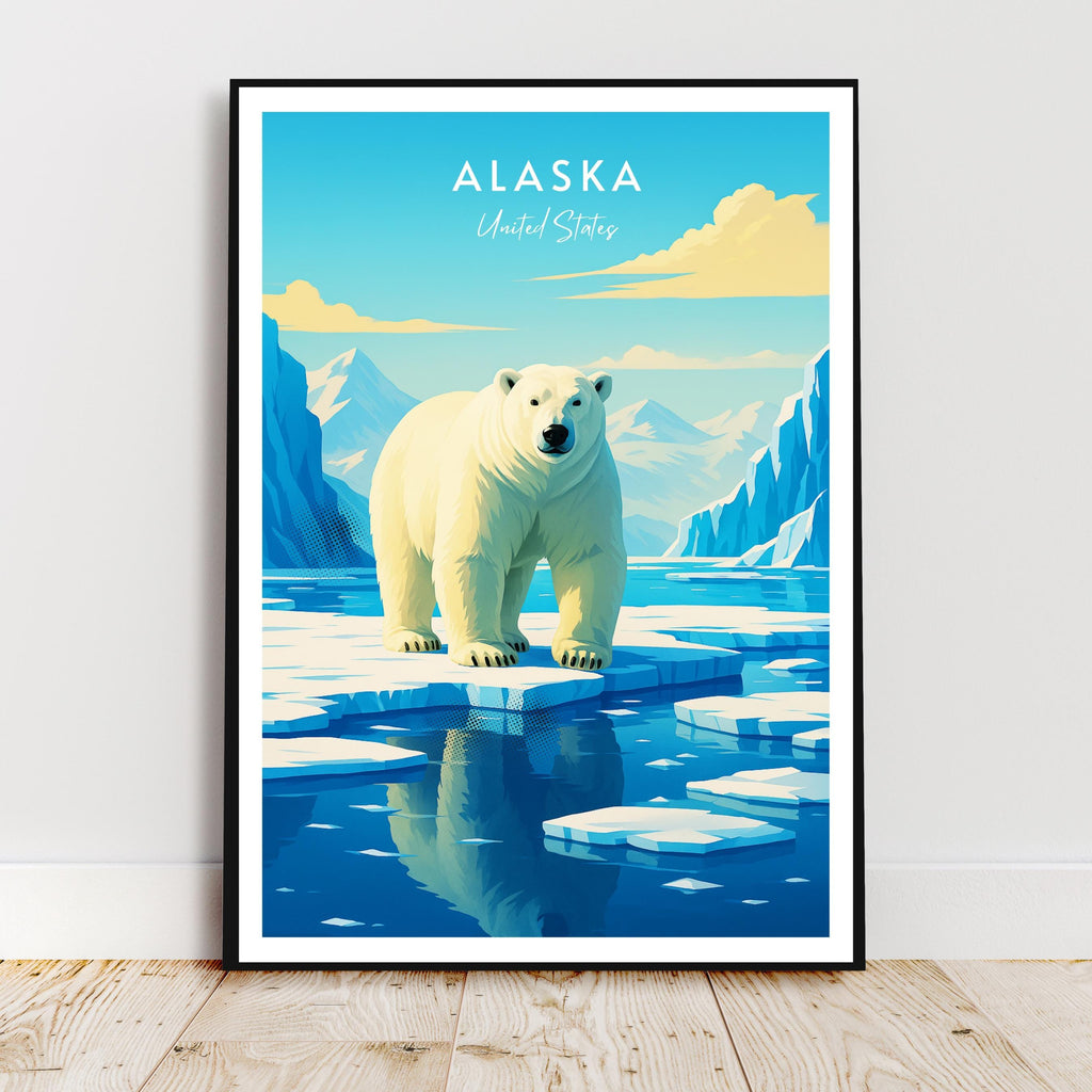 Affiche voyage - Alaska, USA, Amérique, Ours Polaire - art moderne, impression, poster