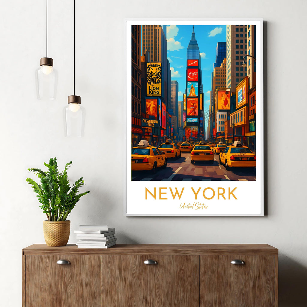 Affiche voyage - New York City, USA, Amérique, Times Square - art moderne, impression, poster