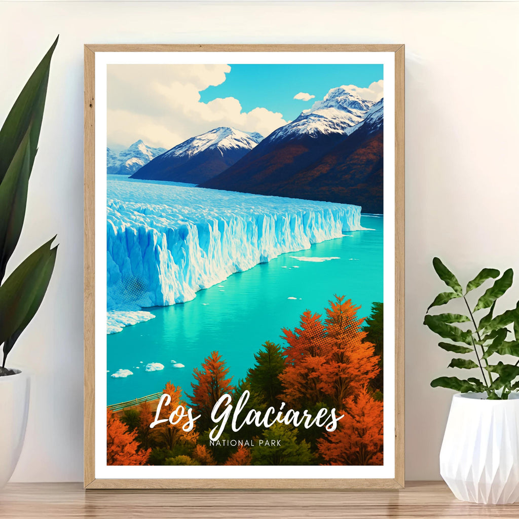 Affiche voyage -  Los Glaciares, Parc National, Argentine, Glacier - art moderne, impression, poster