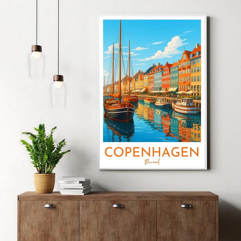 Affiche voyage - Copenhague, Danemark, Scandinavie, Europe - art moderne, impression, poster