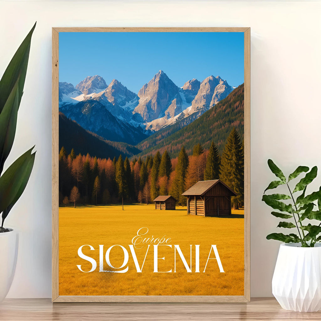 Affiche voyage - Slovénie, Europe, Triglav, Alpes Juliennes - art moderne, impression, poster