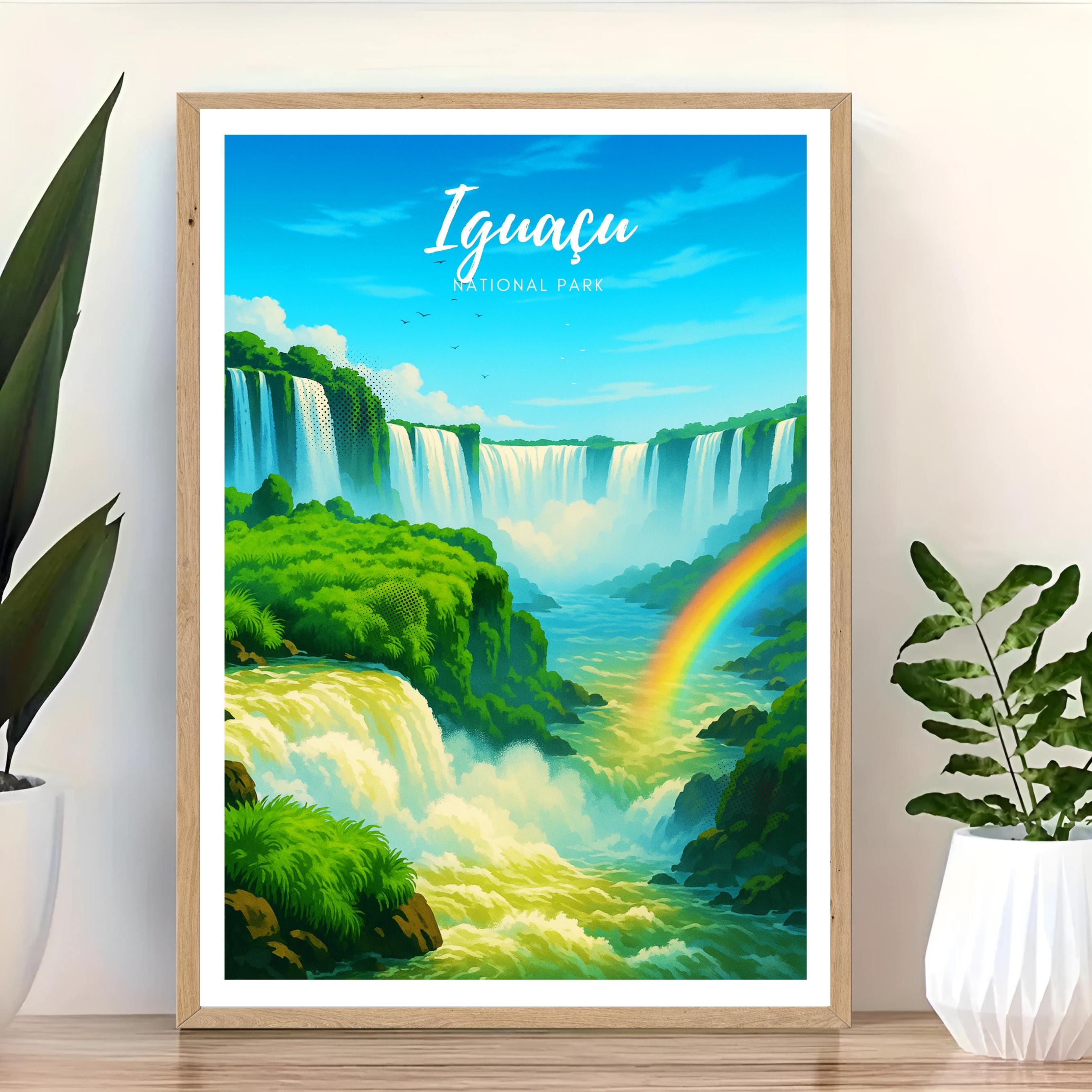 Affiche voyage - Iguazú, Parc National, Argentine, Bresil - art moderne, impression, poster