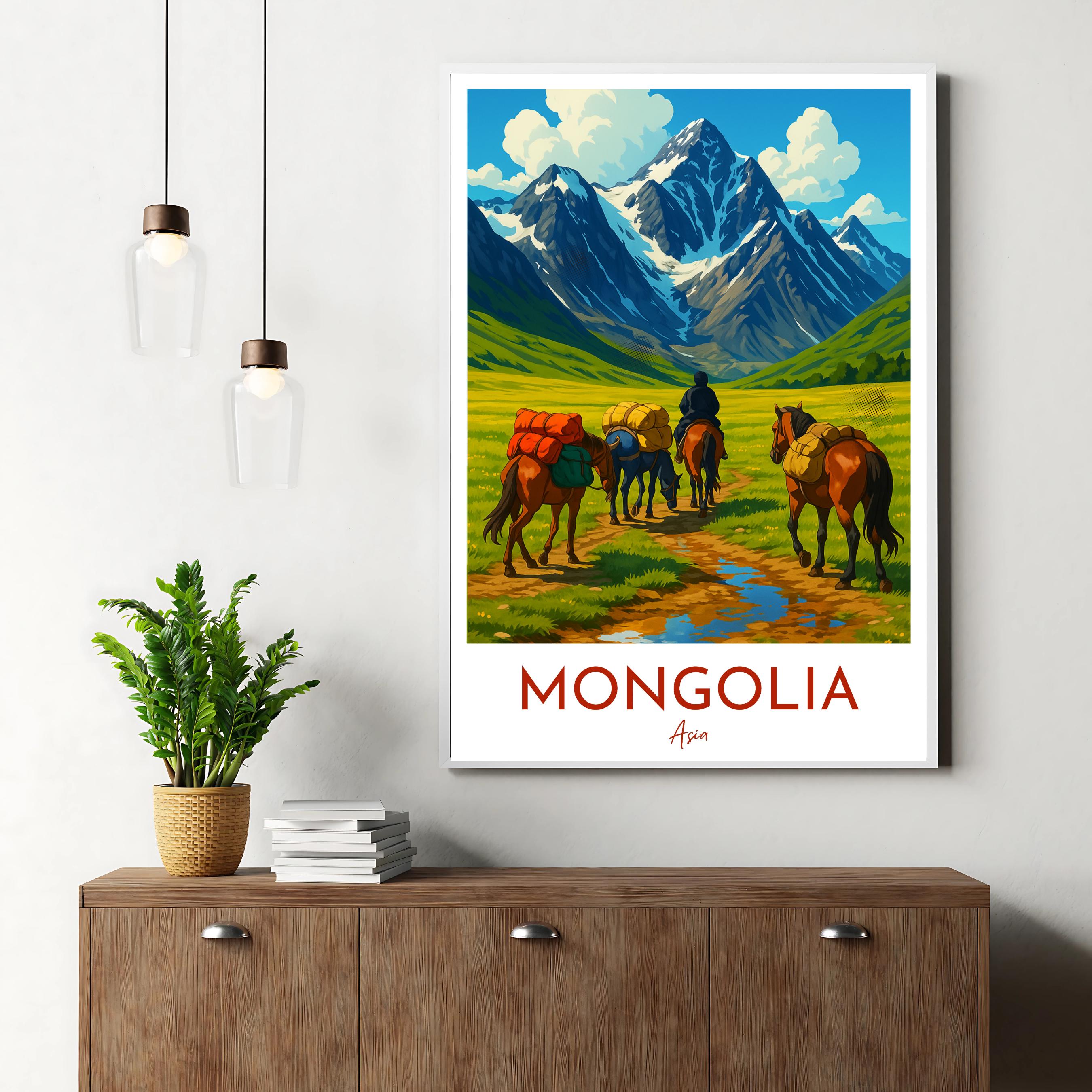 Affiche voyage - Mongolie, Asie, Altai, Parc National - art moderne, impression, poster