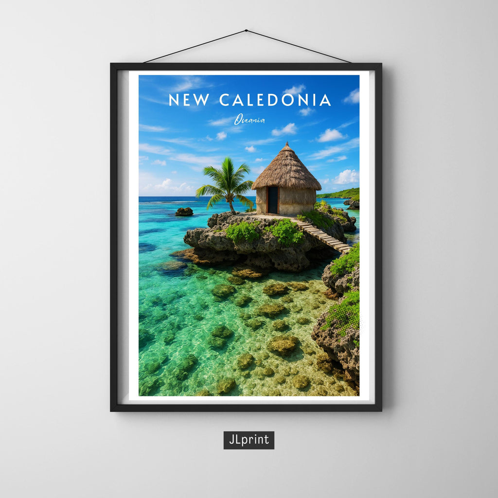 Affiche voyage - Nouvelle Calédonie, Océanie, Océan Pacifique, Lagon - art moderne, impression, poster