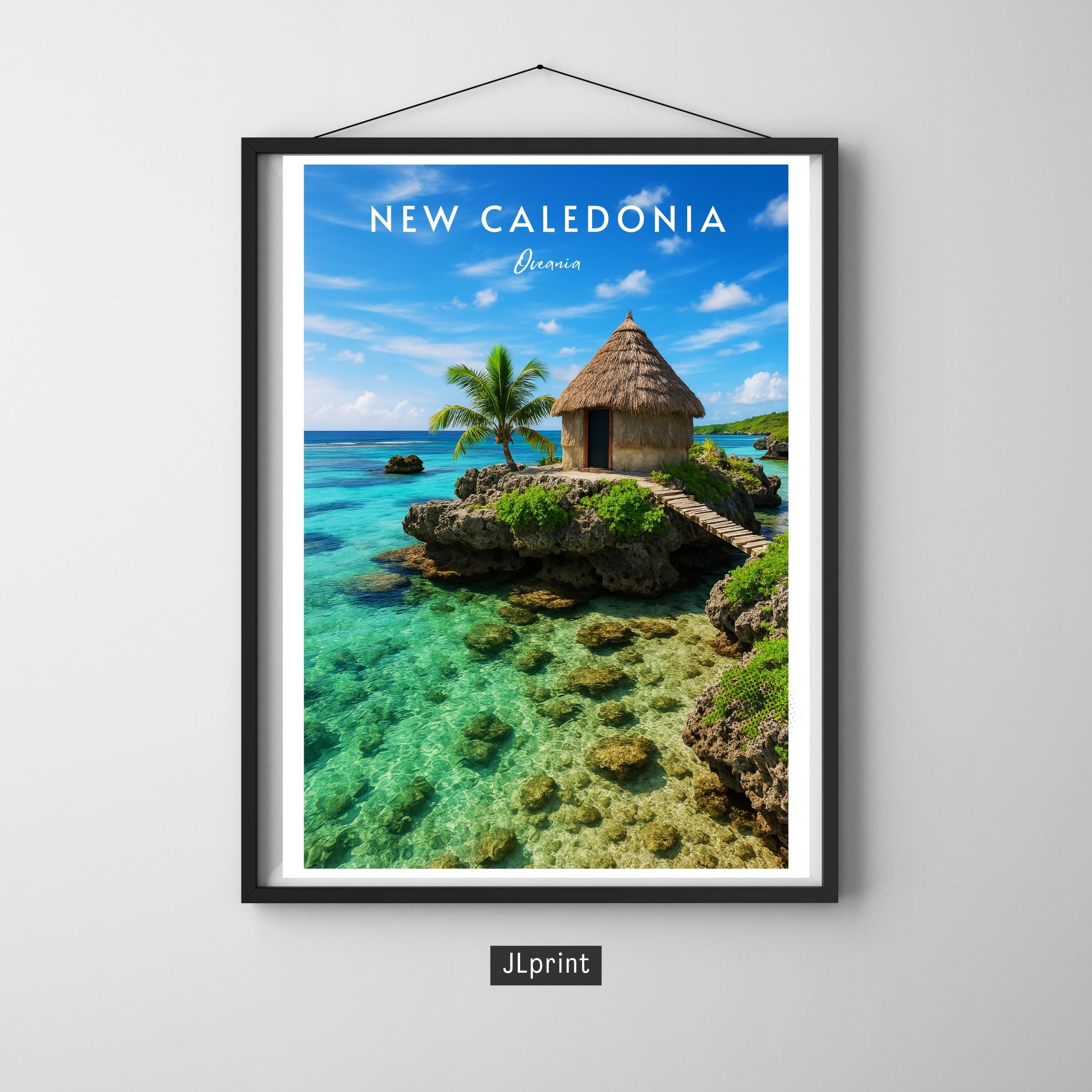 Affiche voyage - Nouvelle Calédonie, Océanie, Océan Pacifique, Lagon - art moderne, impression, poster