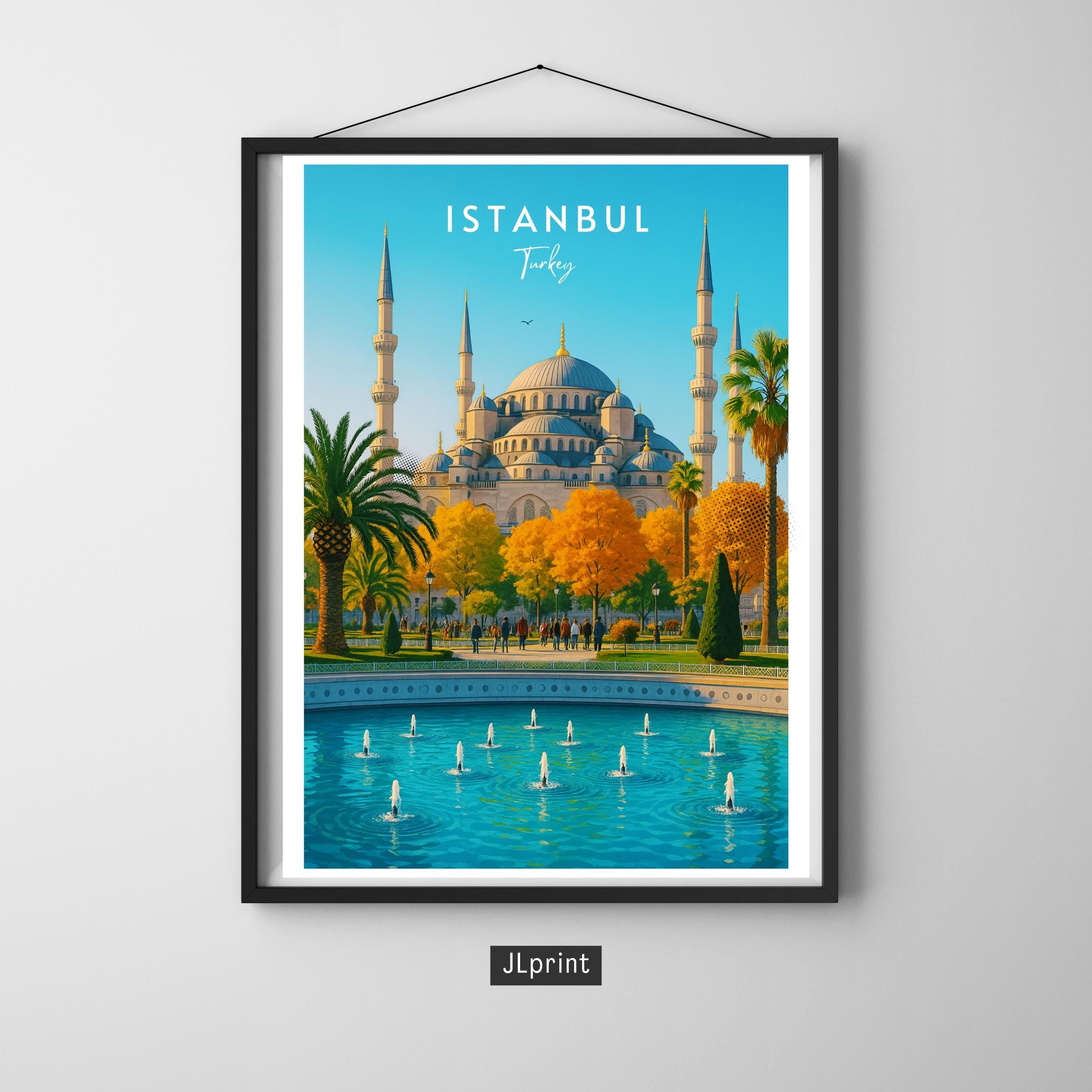 Affiche voyage - Istanbul, Turquie, Asie, Mosquée Bleue - art moderne, impression, poster