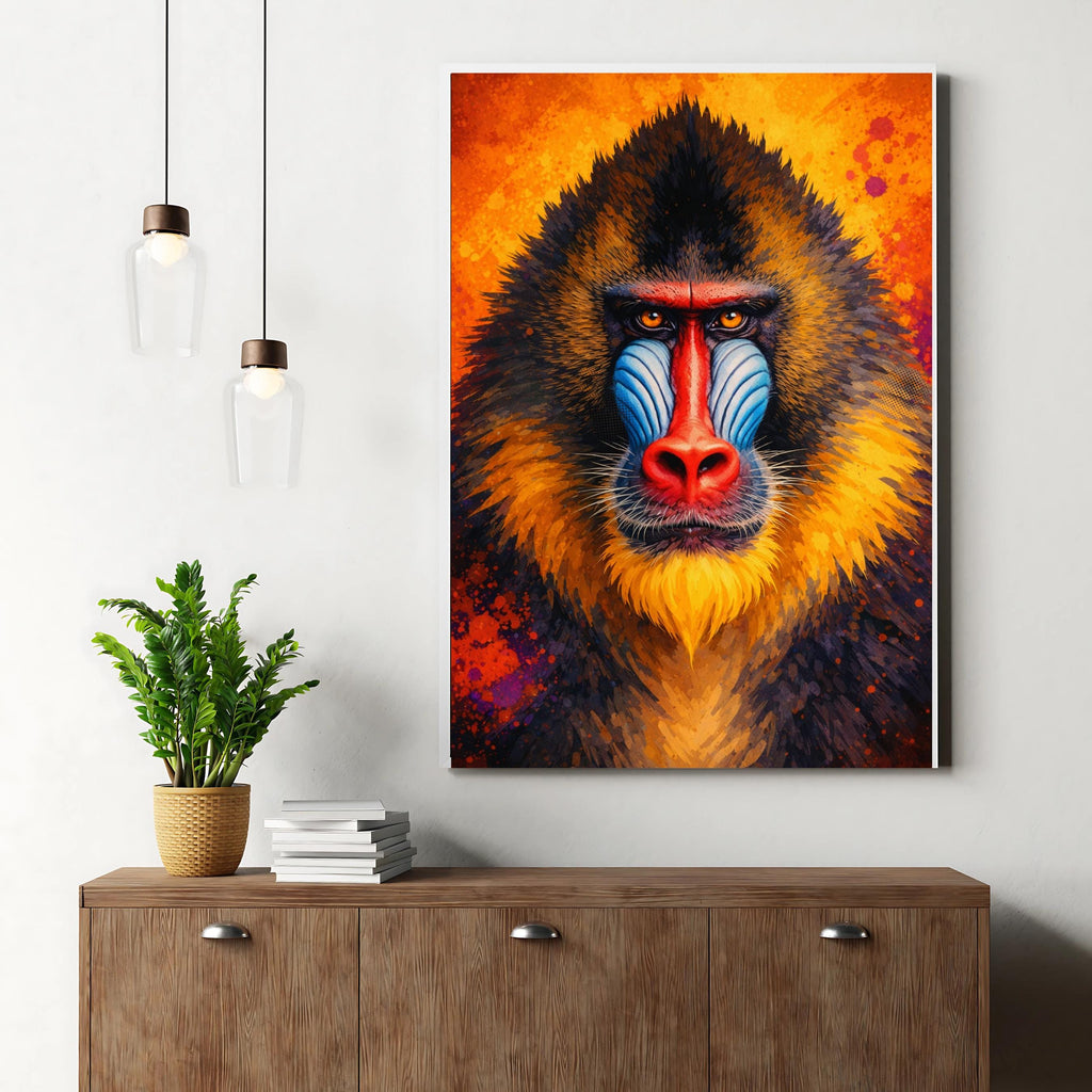 Affiche animaux - Mandrill, Singe, Savane, Afrique - art moderne, impression, poster
