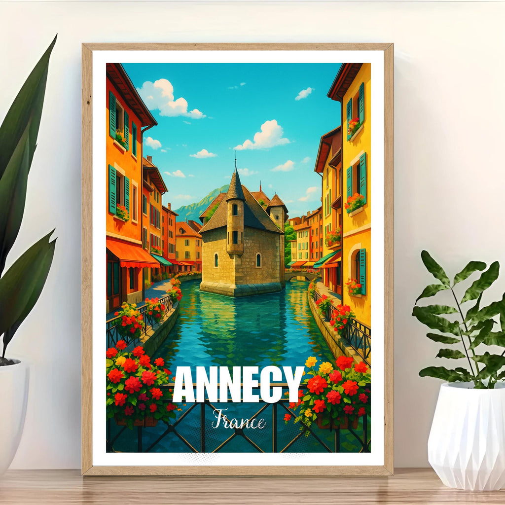 Affiche voyage - Annecy, Alpes, France, Lac Annecy - art moderne, impression, poster