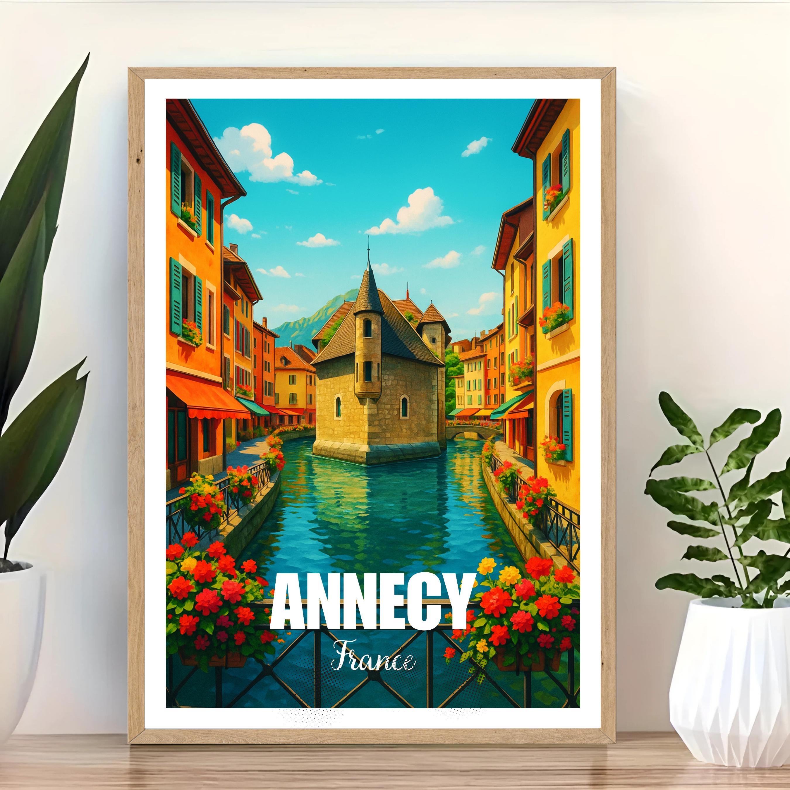 Affiche voyage - Annecy, Alpes, France, Lac Annecy - art moderne, impression, poster