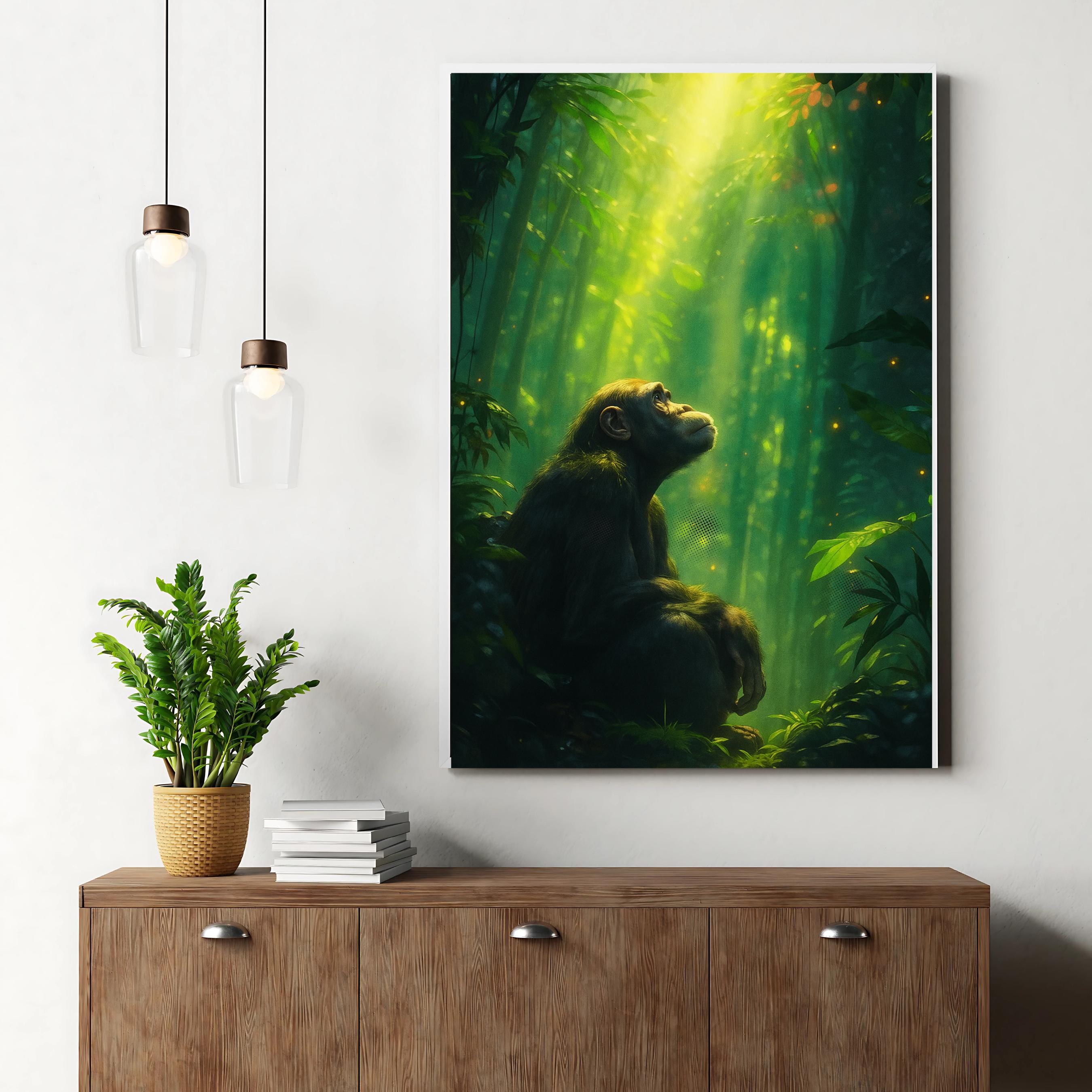 Affiche animaux - Singe, Chimpanzé, Jungle, Nature - art moderne, impression, poster