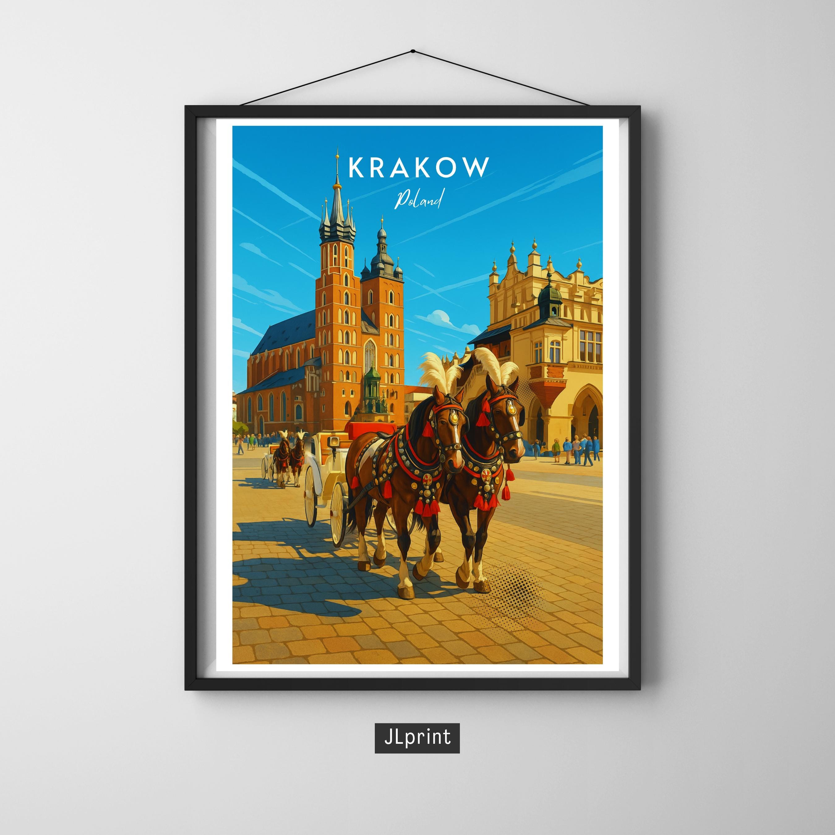 Affiche voyage - Cracovie, Pologne, Europe, Vielle Ville - art moderne, impression, poster