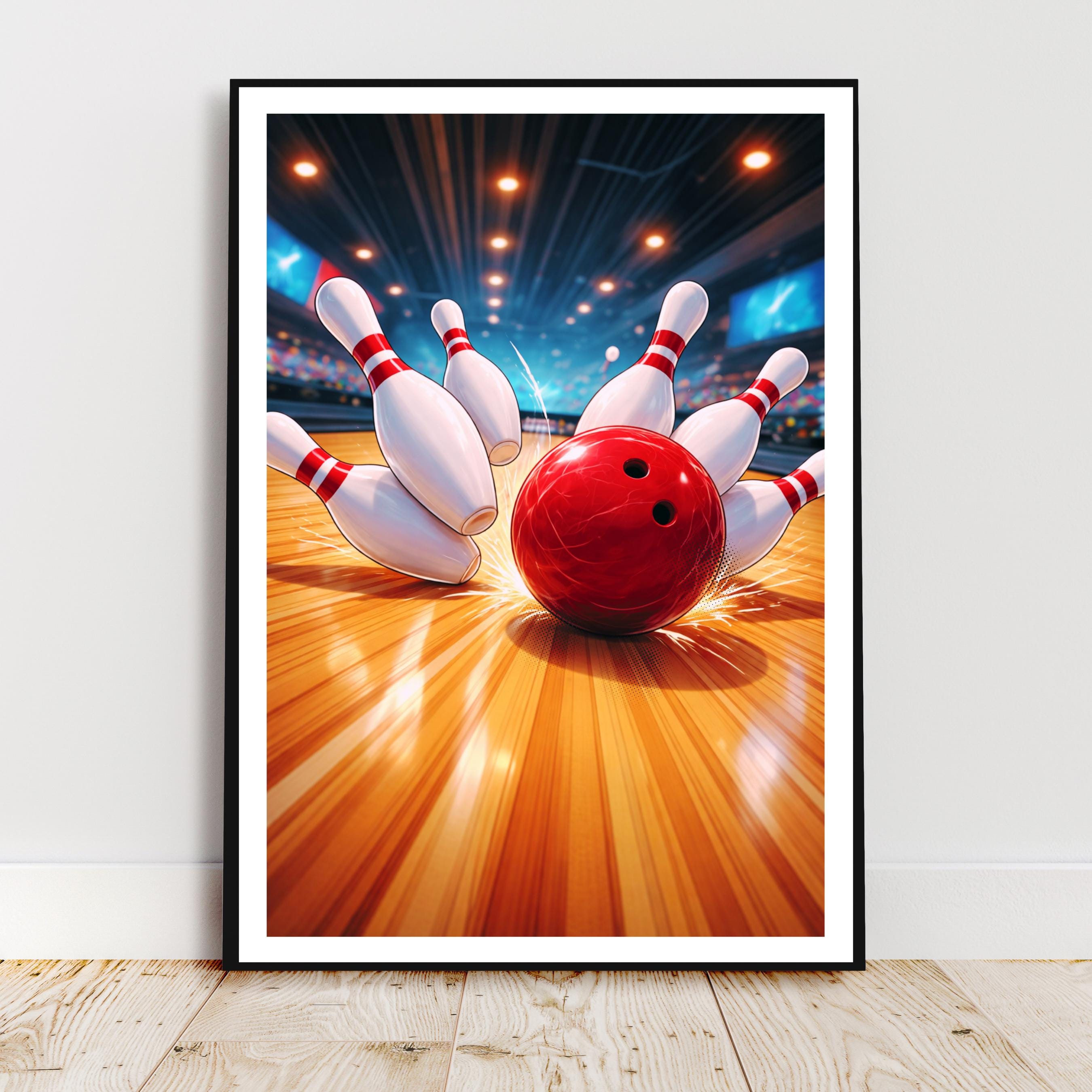 Affiche sport - Bowling, Strike, Quilles, Loisir - art moderne, impression, poster