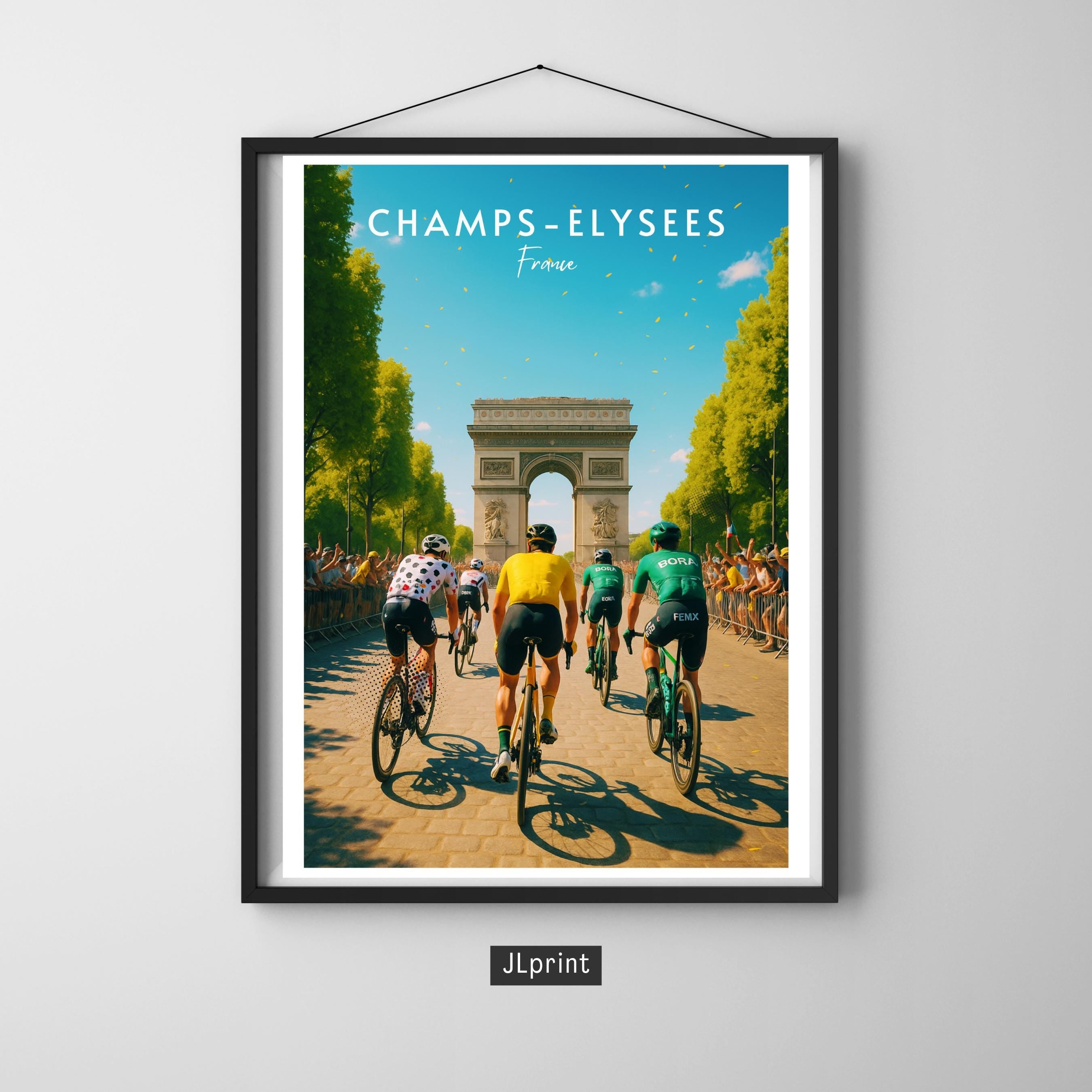 Affiche sport - Cyclisme, Vélo, Champs-Elysées, France - art moderne, impression, poster