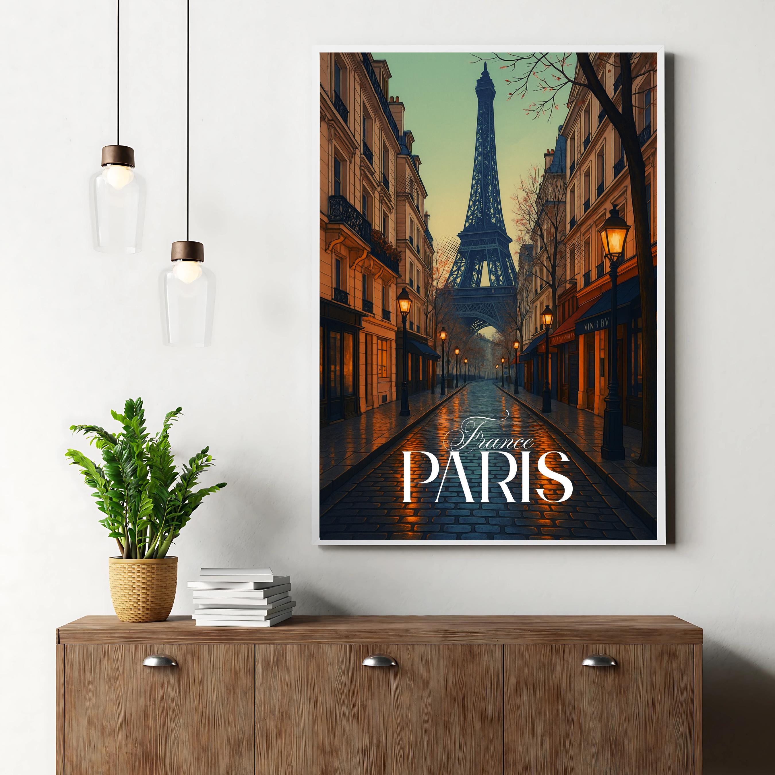 Affiche voyage - Paris, France, Tour Eiffel, Unesco - art moderne, impression, poster