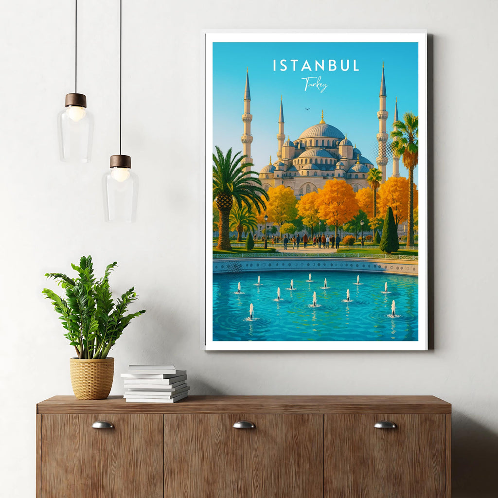 Affiche voyage - Istanbul, Turquie, Asie, Mosquée Bleue - art moderne, impression, poster