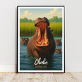 Affiche voyage - Chobe, Parc National, Botswana, Hippopotames - art moderne, impression, poster