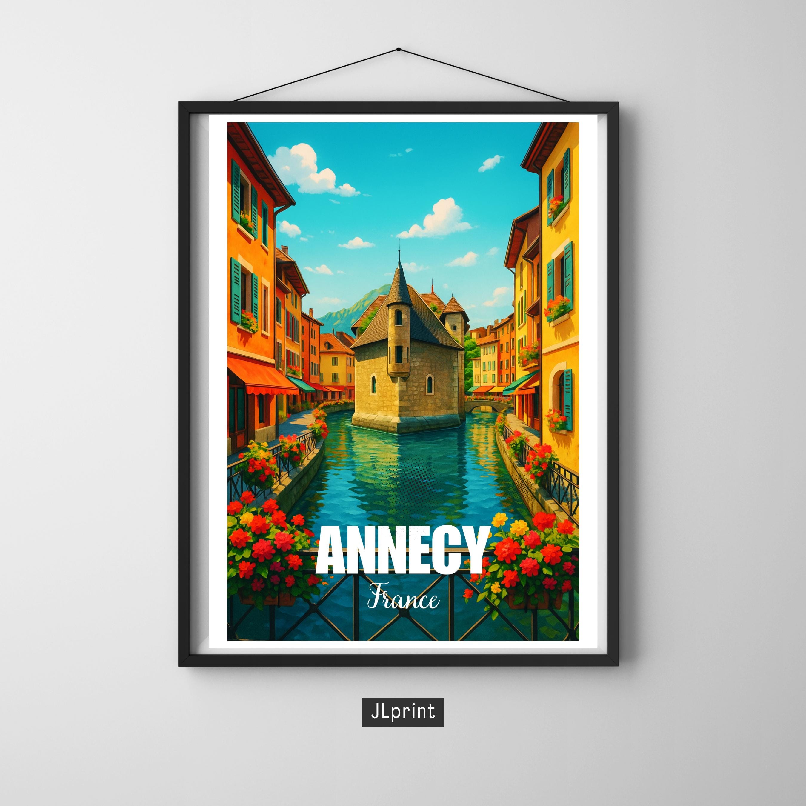Affiche voyage - Annecy, Alpes, France, Lac Annecy - art moderne, impression, poster
