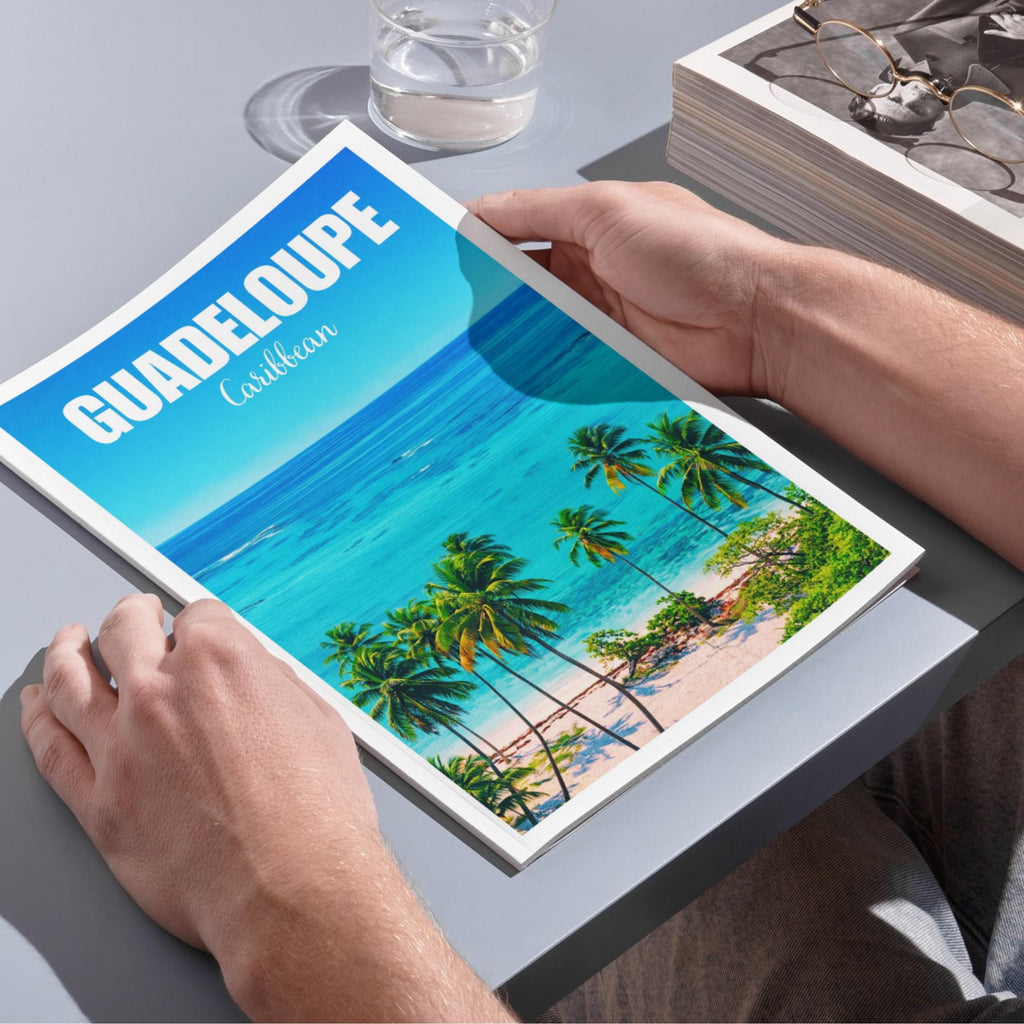 Affiche voyage - Guadeloupe, Antilles, Caraïbes, Plage - art moderne, impression, poster