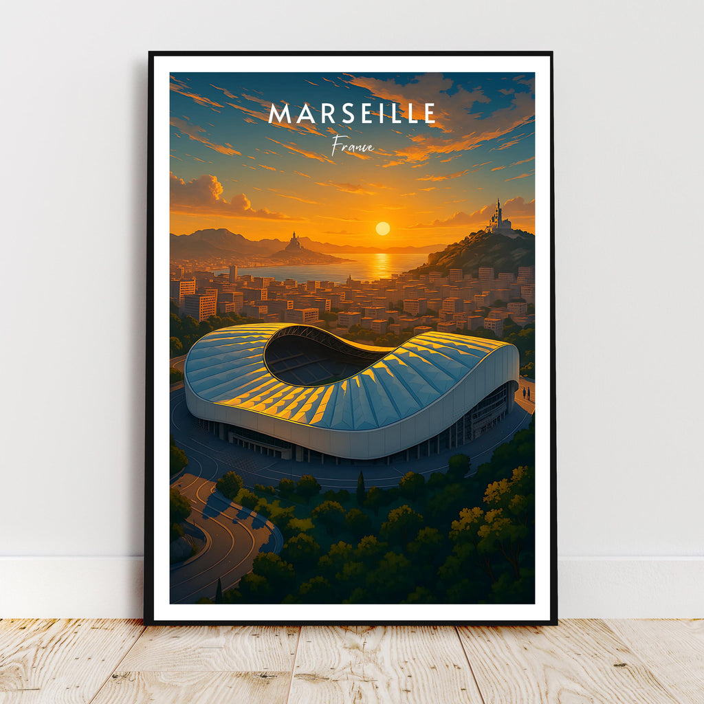 Affiche sport - Football, Marseille, France, Stade Vélodrome - art moderne, impression, poster