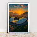 Affiche sport - Football, Marseille, France, Stade Vélodrome - art moderne, impression, poster