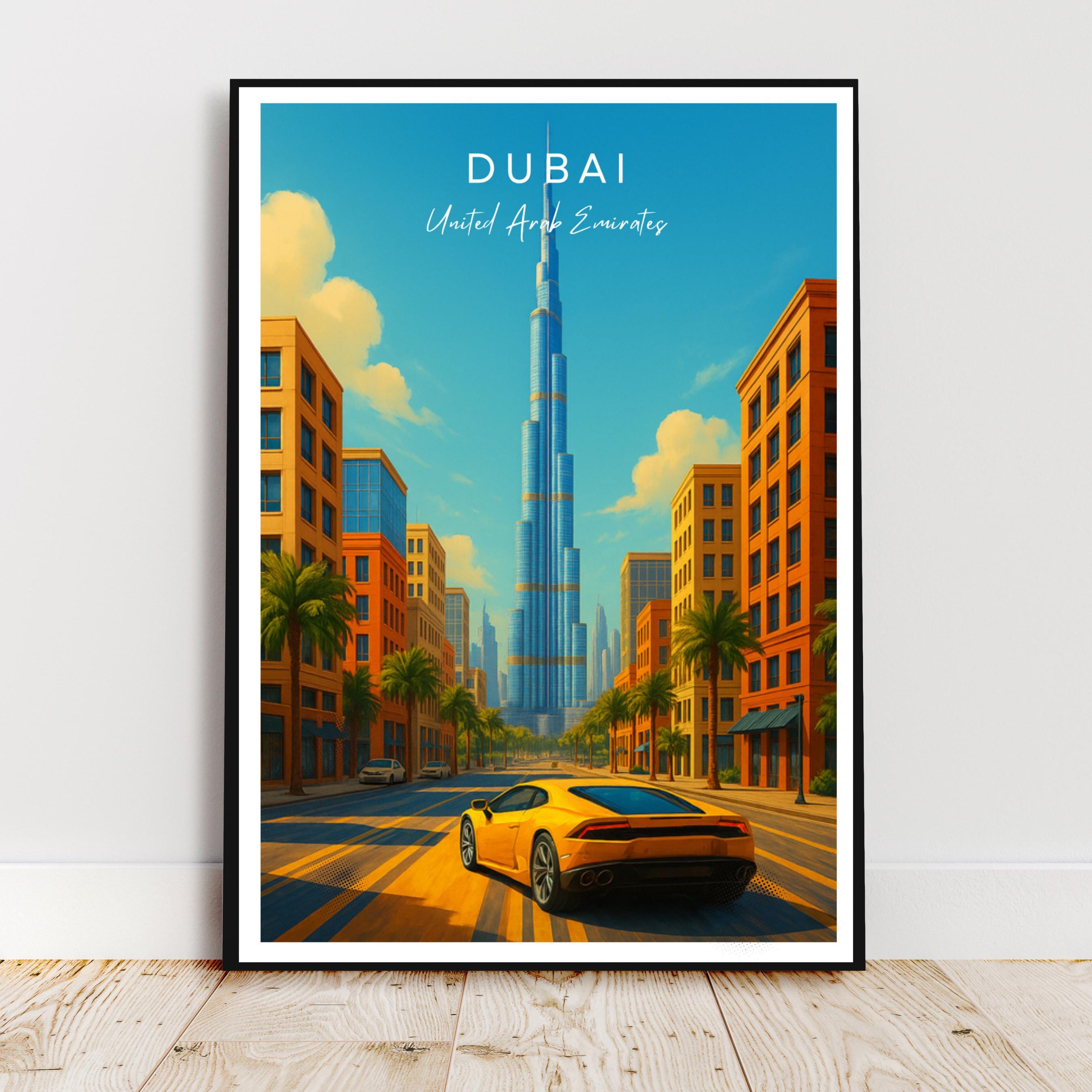 Affiche voyage - Dubaï, Emirats Arabes Unis, Moyen Orient, Burj Khalifa - art moderne, impression, poster