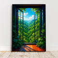 Affiche nature -  Fenêtre, Paysage, Jungle, Plantes - art moderne, impression, poster