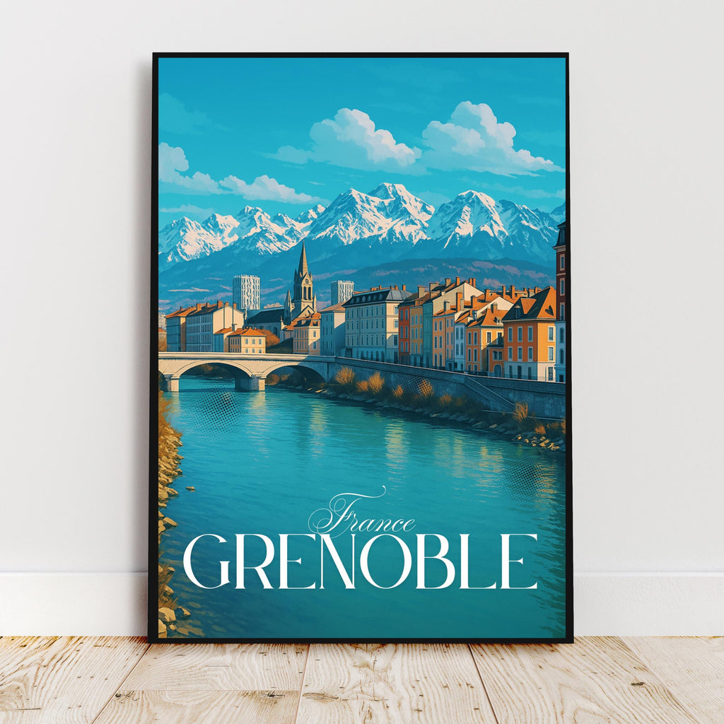 Affiche voyage - Grenoble, Isère, France, Alpes - art moderne, impression, poster