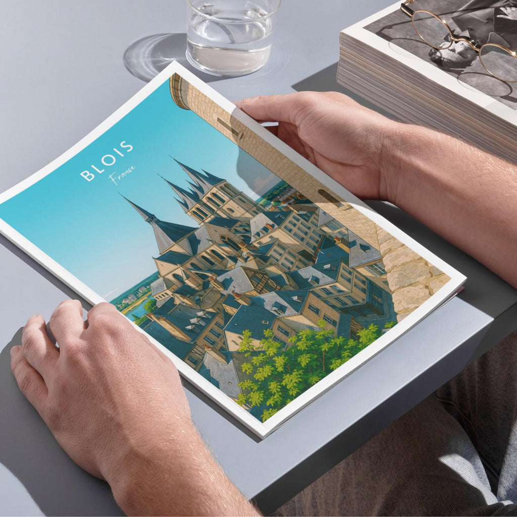 Affiche voyage - Blois, Val de Loire, France, Château - art moderne, impression, poster
