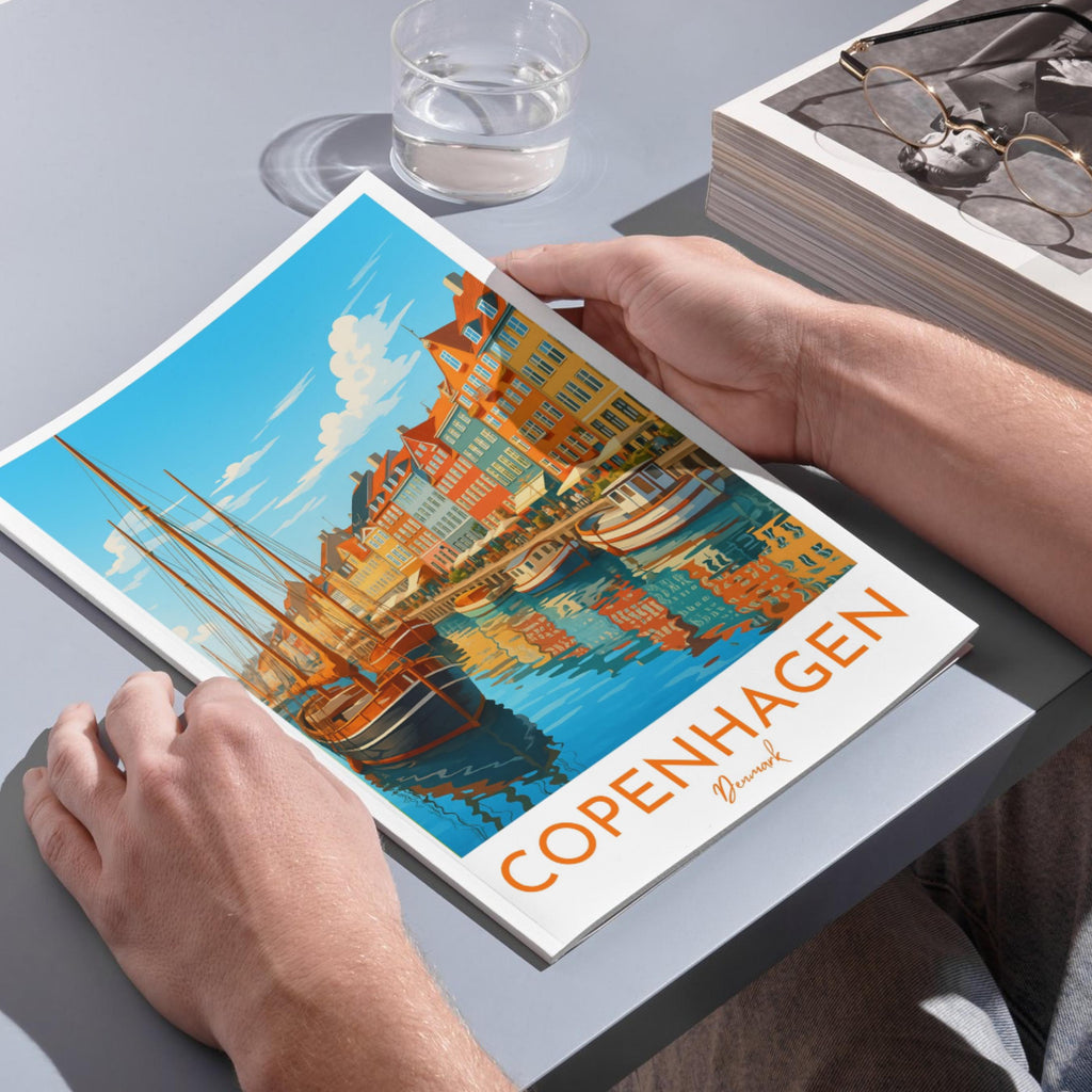 Affiche voyage - Copenhague, Danemark, Scandinavie, Europe - art moderne, impression, poster