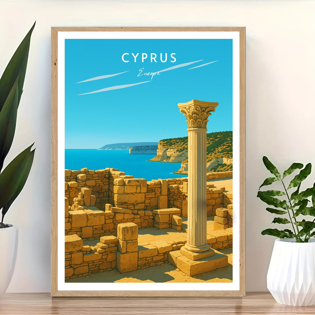 Affiche voyage - Chypre, Europe, Méditerranée, Antique - art moderne, impression, poster
