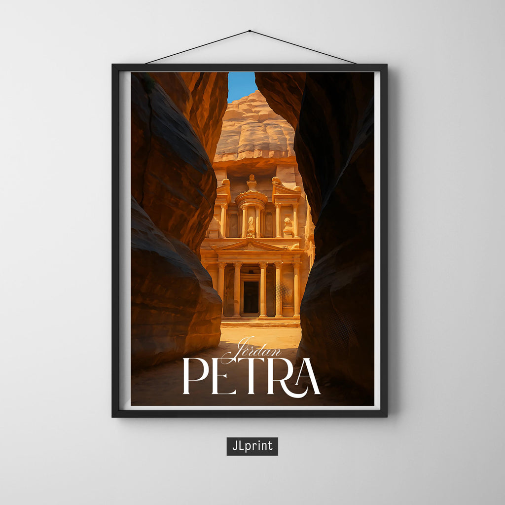 Affiche voyage - Petra, Jordanie, Moyen Orient, Unesco - art moderne, impression, poster