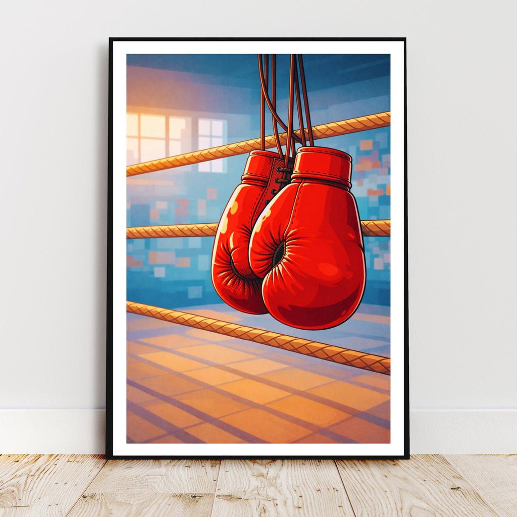 Affiche sport - Boxe, Gants, Ring, Noble Art - art moderne, impression, poster