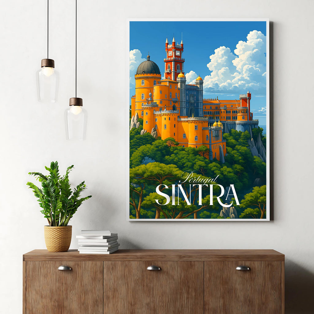 Affiche voyage - Sintra, Portugal, Europe, Palais National de Pena - art moderne, impression, poster