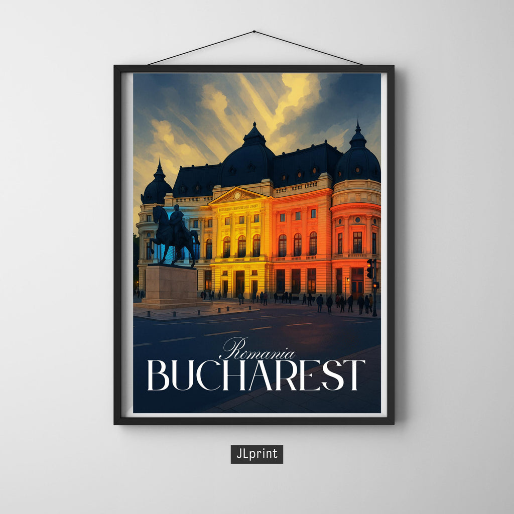 Affiche voyage - Bucarest, Roumanie, Europe, Université - art moderne, impression, poster