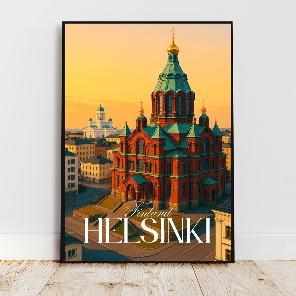 Affiche voyage - Helsinki, Finlande, Europe, Cathédrale Uspenski- art moderne, impression, poster