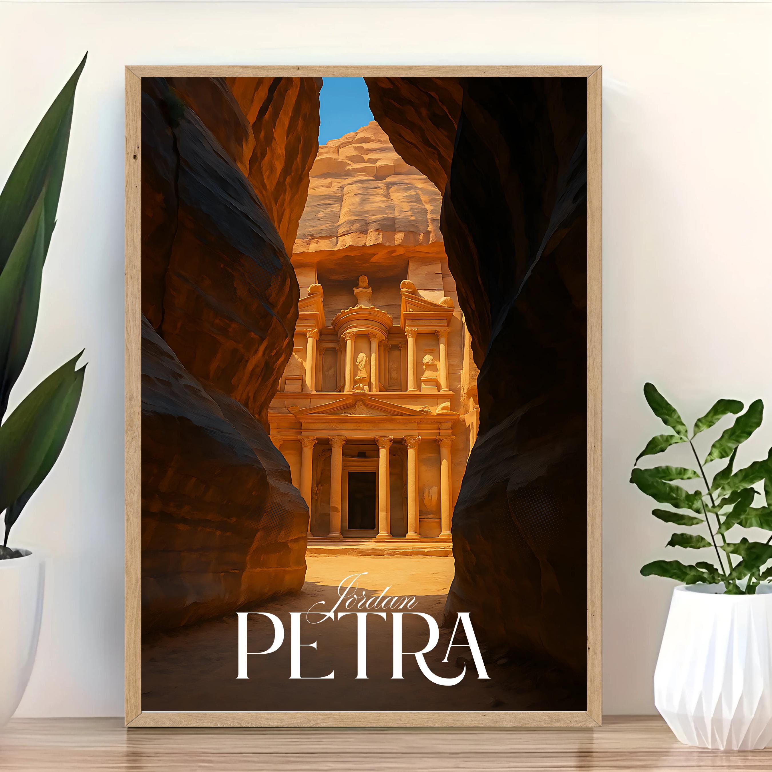Affiche voyage - Petra, Jordanie, Moyen Orient, Unesco - art moderne, impression, poster