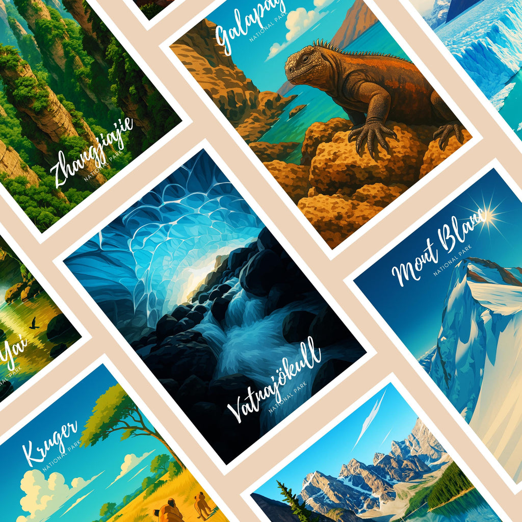 Affiche voyage - Vatnajökull, Parc National, Islande, Glacier - art moderne, impression, poster
