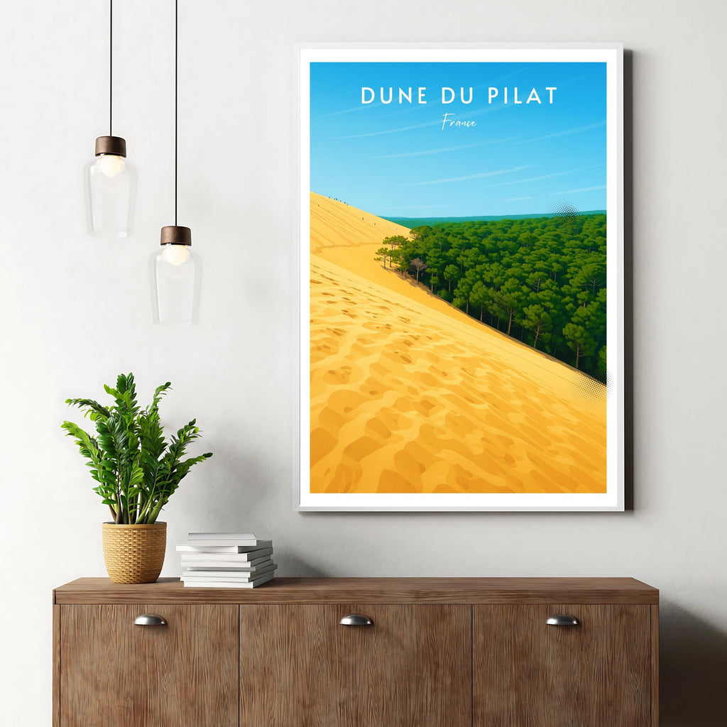Affiche voyage - Dune du Pilat, Pyla-sur-Mer, Bassin d’Arcachon, France - art moderne, impression, poster