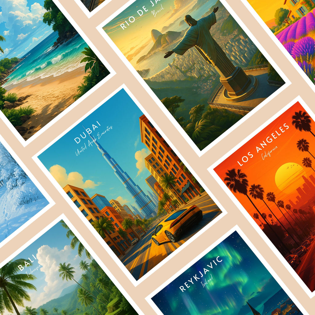 Affiche voyage - Dubaï, Emirats Arabes Unis, Moyen Orient, Burj Khalifa - art moderne, impression, poster