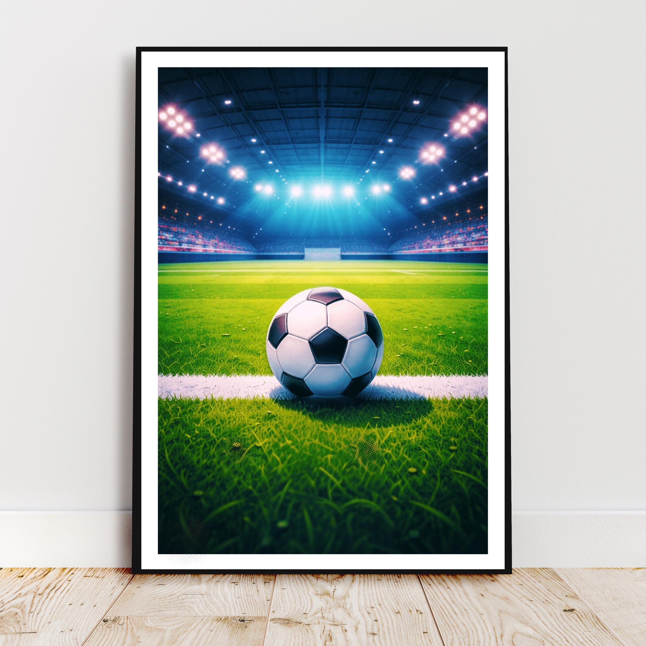 Affiche sport - Football, Foot, Terrain, Ballon - art moderne, impression, poster