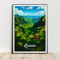 Affiche voyage - Réunion, Parc National, Cirques, Océan Indien - art moderne, impression, poster