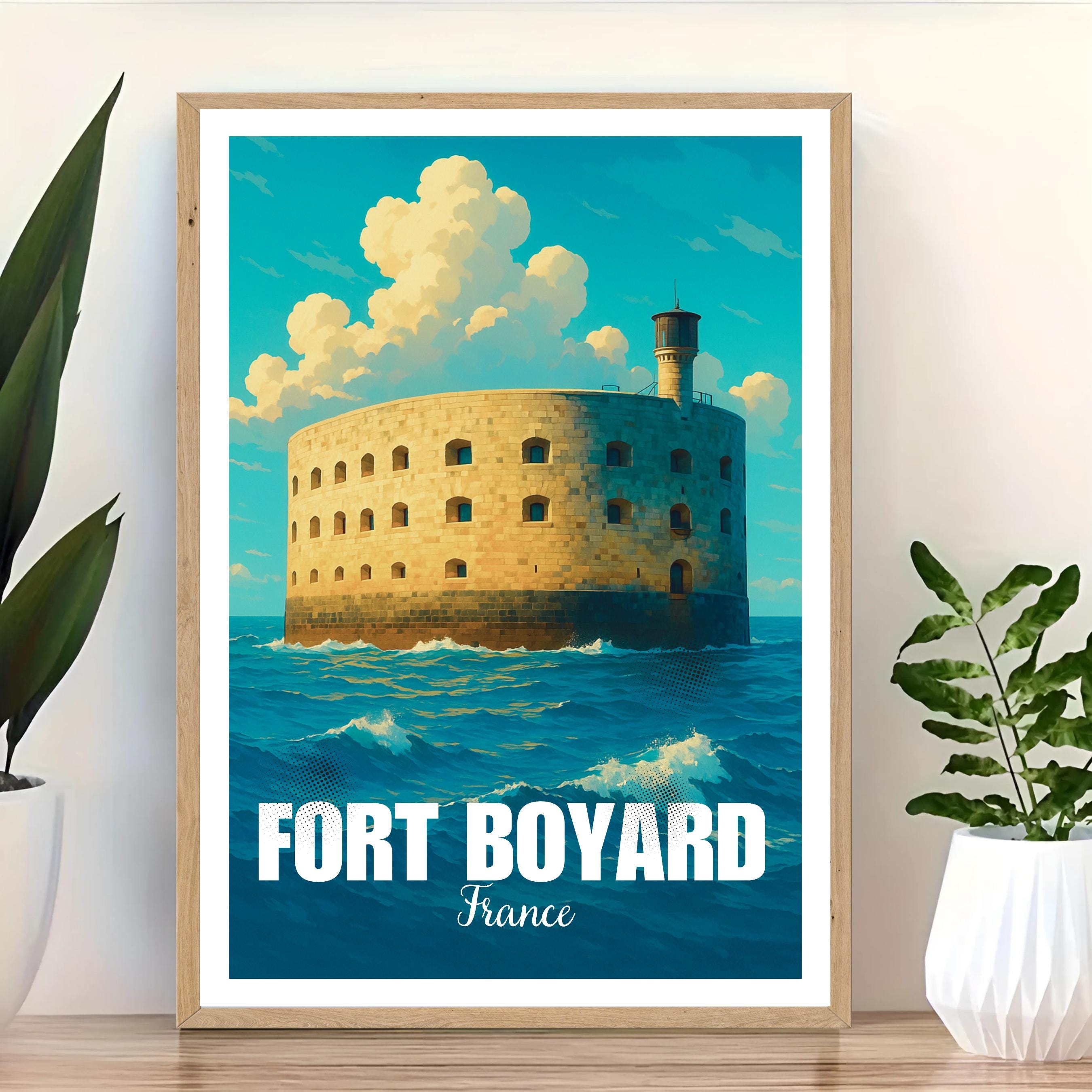 Affiche voyage - Fort Boyard, Charente-Maritime, France, Ocean Atlantique - art moderne, impression, poster