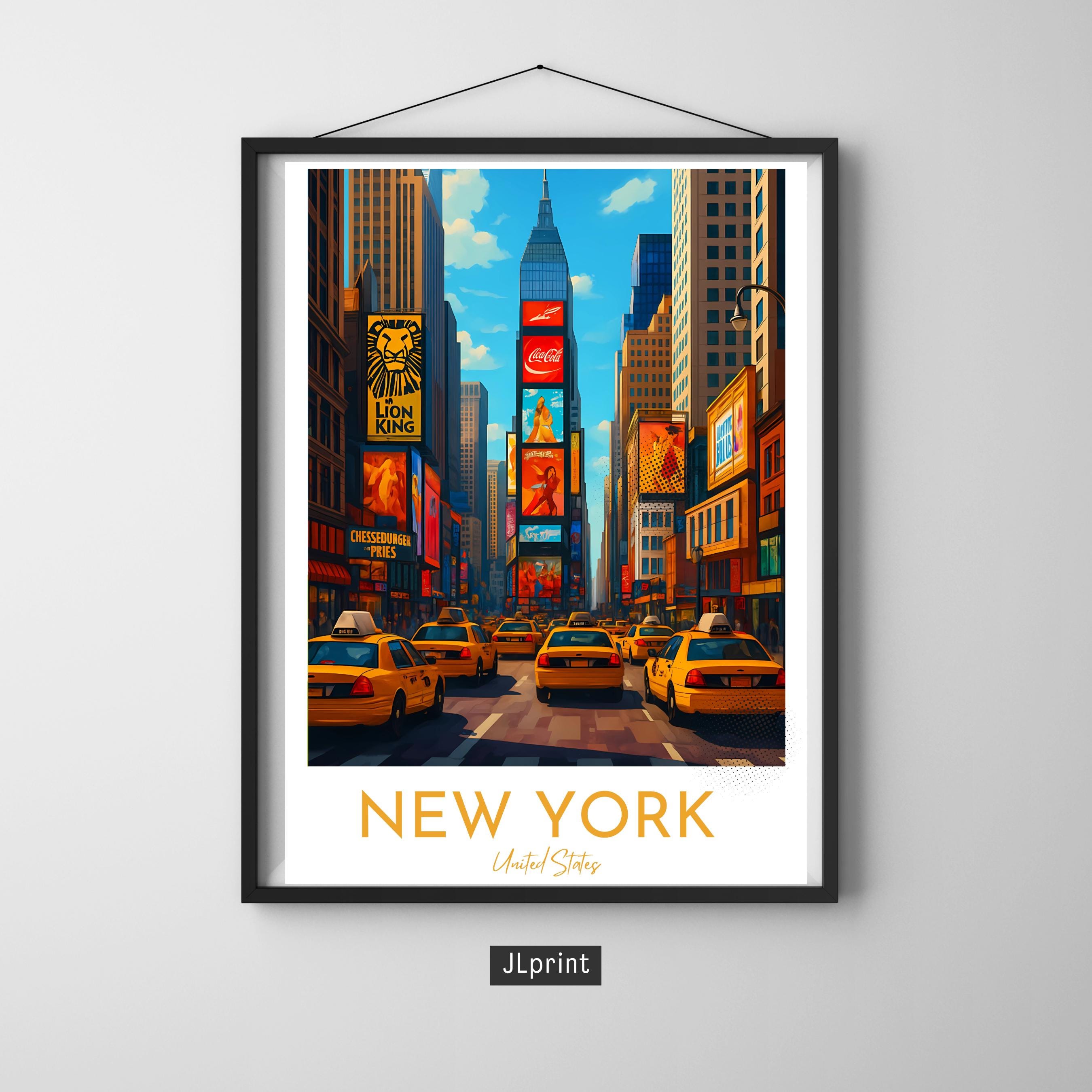 Affiche voyage - New York City, USA, Amérique, Times Square - art moderne, impression, poster