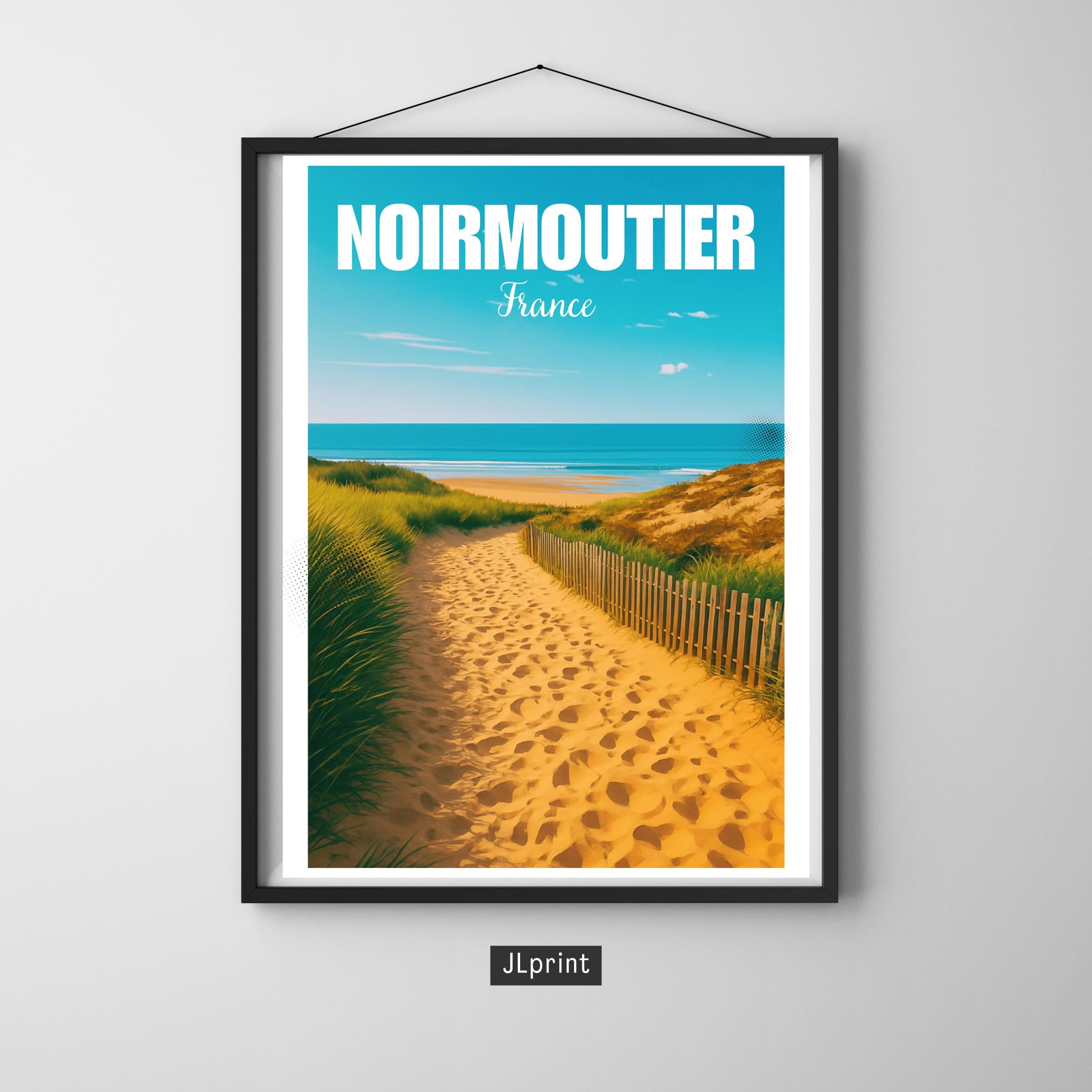 Affiche voyage - Ile de Noirmoutier, Vendée, France, Plage - art moderne, impression, poster
