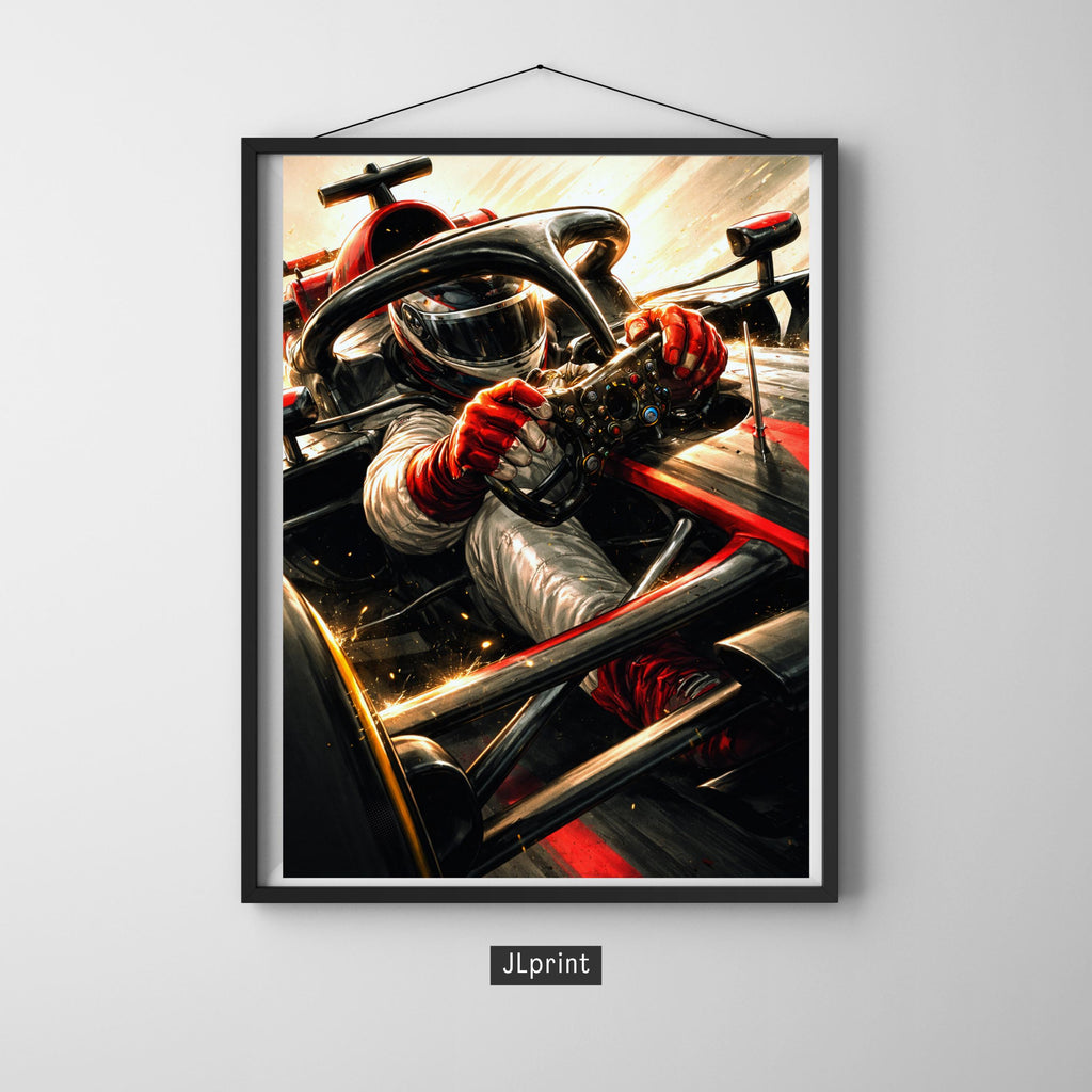 Affiche sport - Course Automobile, Formule 1, Pilote, Circuit - art moderne, impression, poster